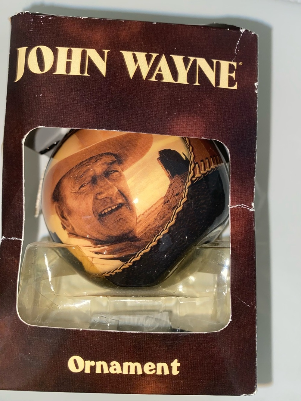 John Wayne The Duke Collectible Decoupage Brown Decorative Christmas Ornament